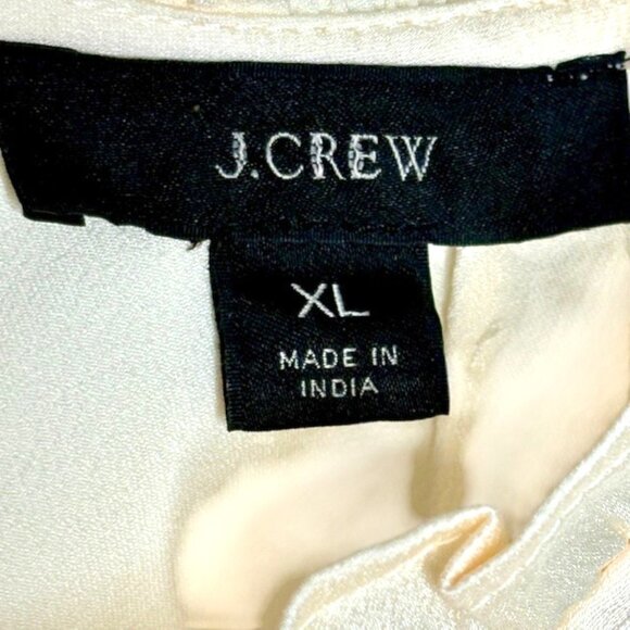 J. Crew Ruffle-Sleeve/Neck Blouse Satin Crepe - Ivory - XL - Picture 10 of 10